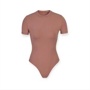 SKIMS ROSE CLAY COTTON JERSEY BODYSUIT M